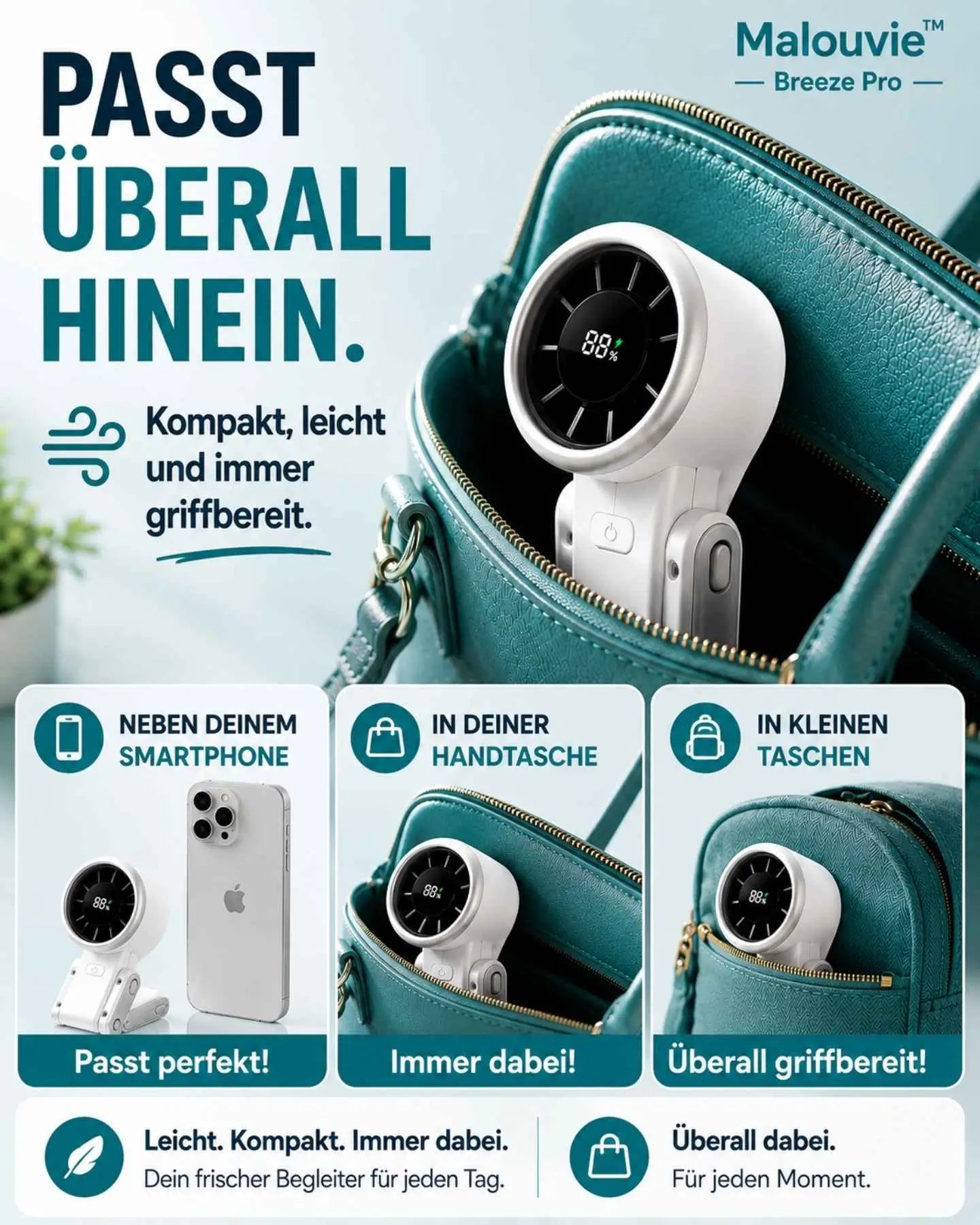 Breeze™ Pro - tragbarer Mini-Ventilator für sofortige Abkühlung